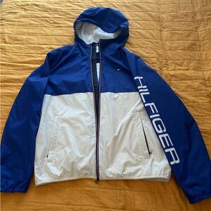 Tommy Hilfiger Men's Full Zip Windbreaker Jacket Colorblock Blue White Size L